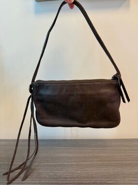 GAP Brown Small Leather Purse | Zip Closure Tassel Accent | Wristlet Conversion